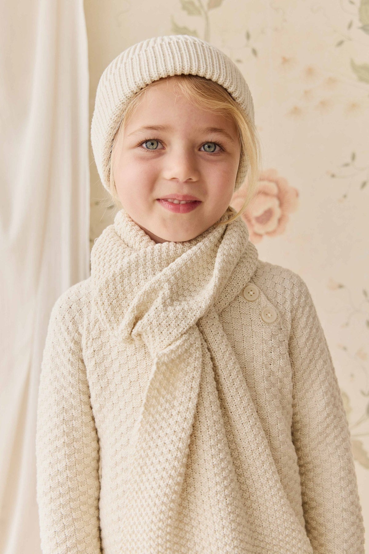 Écharpe en Coton Doux Tricoté Vanille pour Bébés et Enfants Chaleur