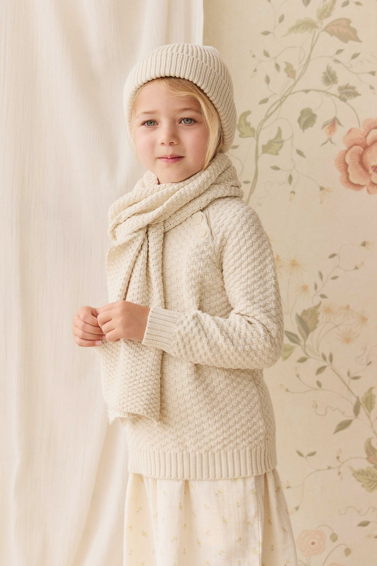 Écharpe en Coton Doux Tricoté Vanille pour Bébés et Enfants Chaleur