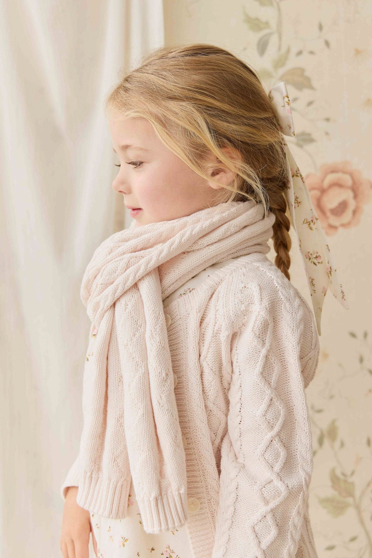 Écharpe en coton tricoté doux mauve pour bébé et enfants