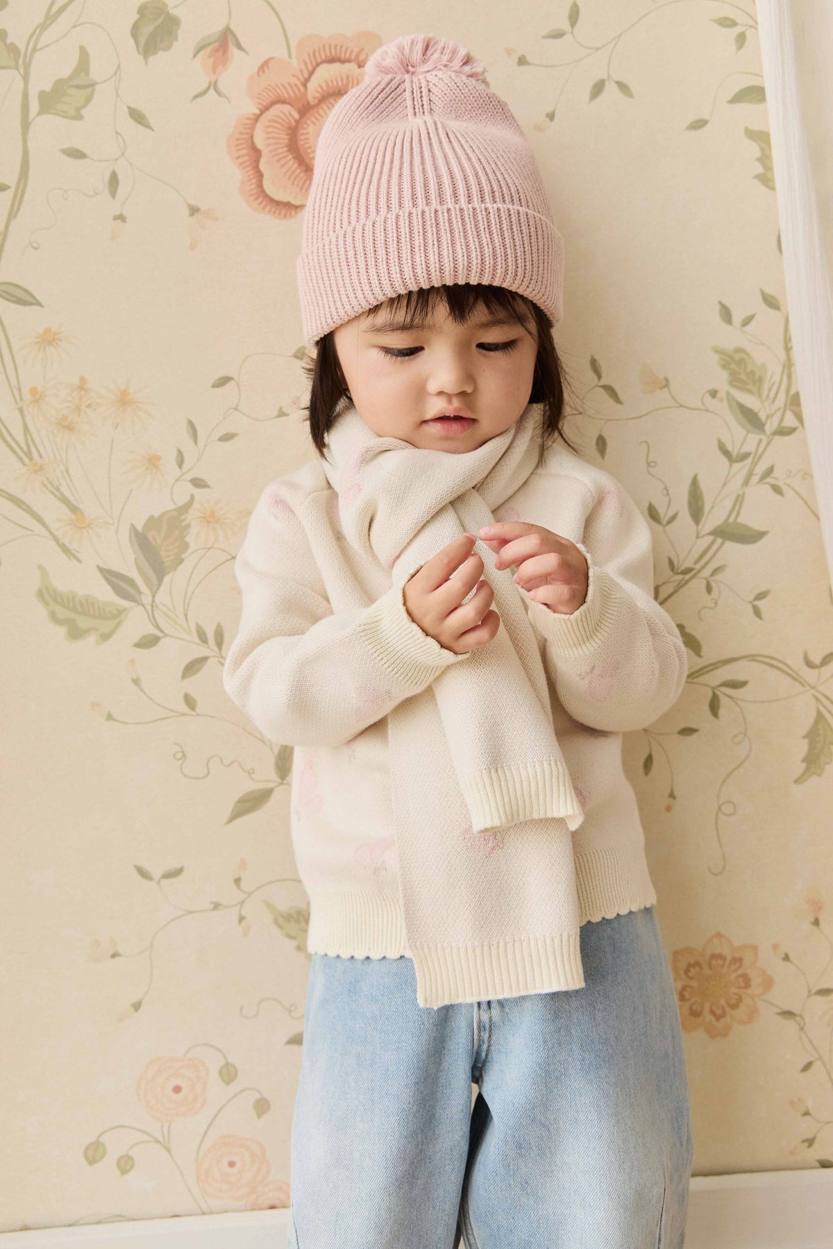 Écharpe en coton jacquard papillon crème délicate pour bébé et enfants, pour la chaleur