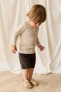 Short décontracté en velours côtelé bistre coton-élasthanne avec taille élastique et poches avant pour enfants