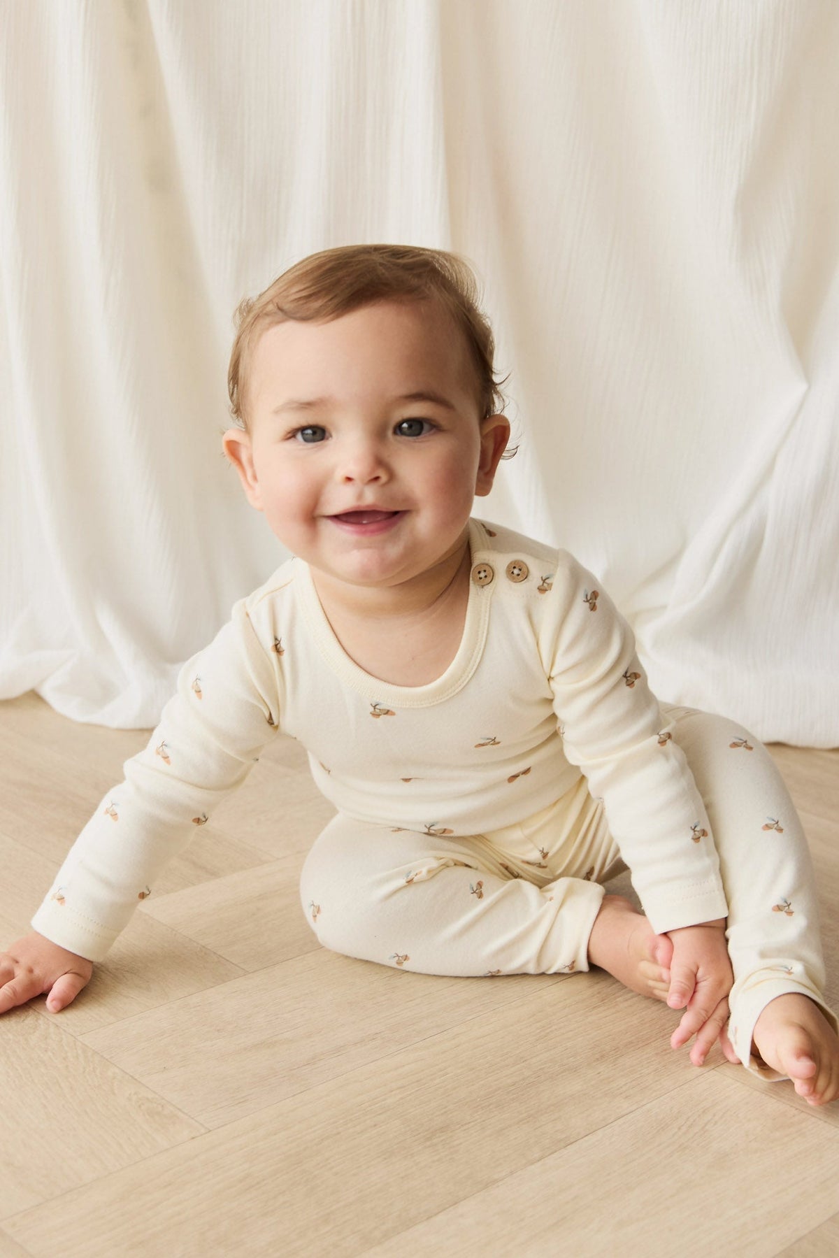 Legging extensible en coton biologique à imprimé glands pour bébé et enfant, idéal en superposition