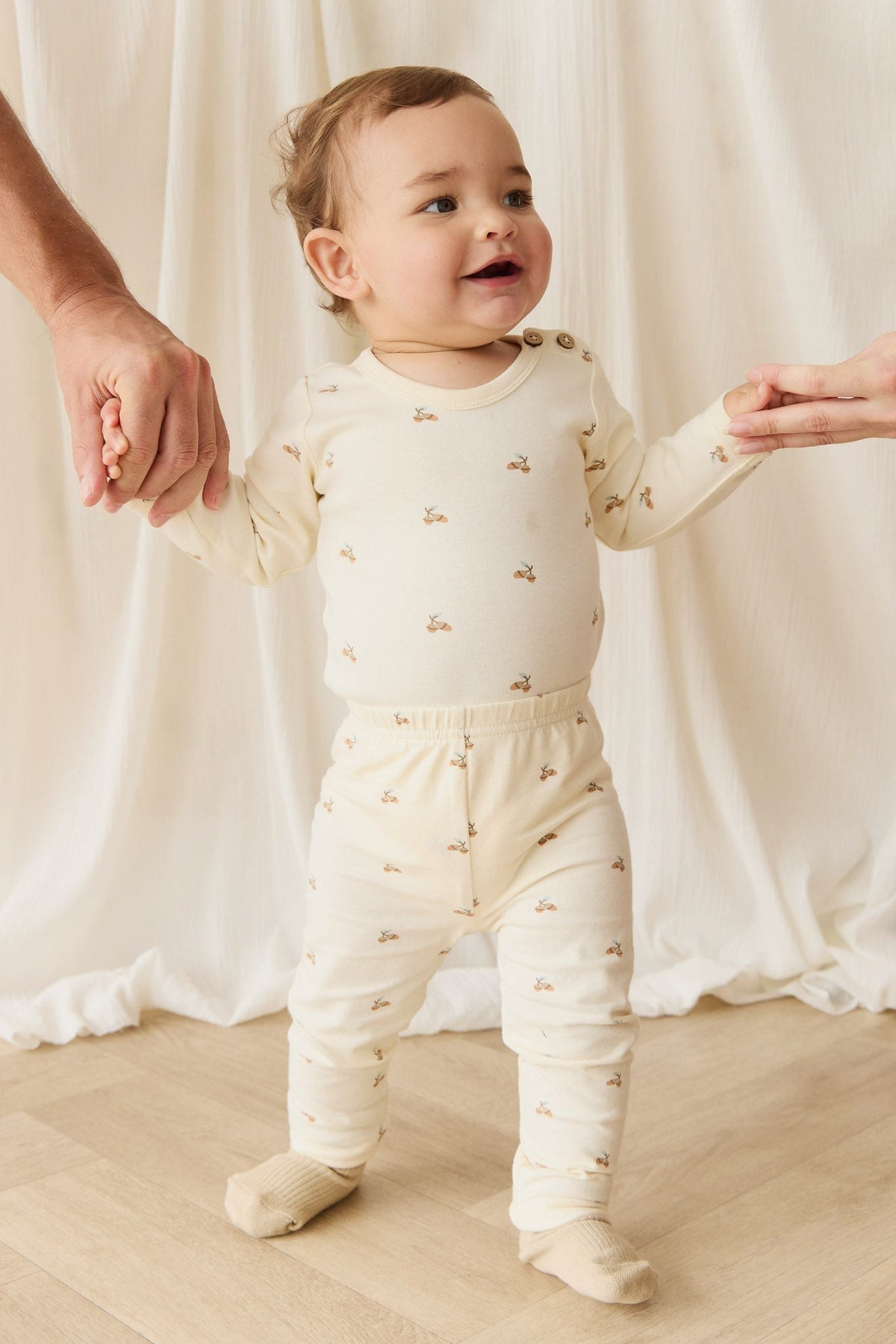 Legging extensible en coton biologique à imprimé glands pour bébé et enfant, idéal en superposition