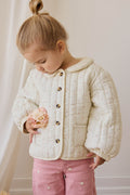Veste matelassée en coton biologique rose et florale avec col claudine pour filles