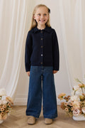 Pantalon large en jean classique décontracté en coton-élasthanne avec poches avant pour enfants