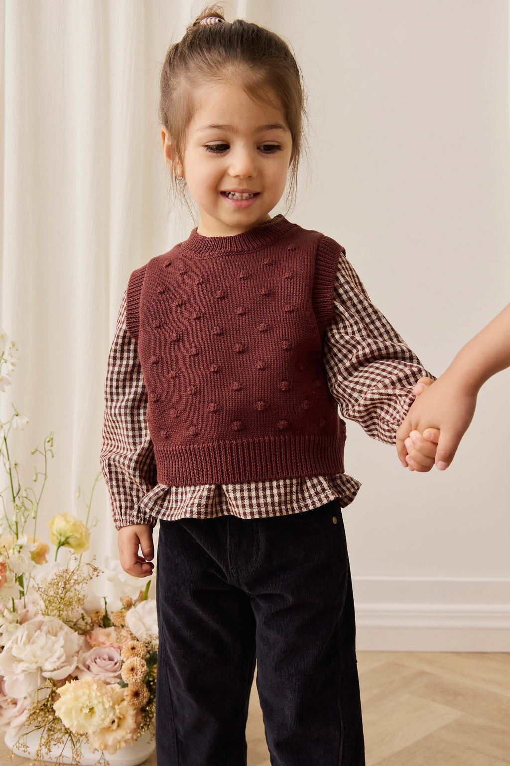 Pantalon classique en velours côtelé ébène coton-élasthanne avec taille élastiquée et poches fonctionnelles pour enfants