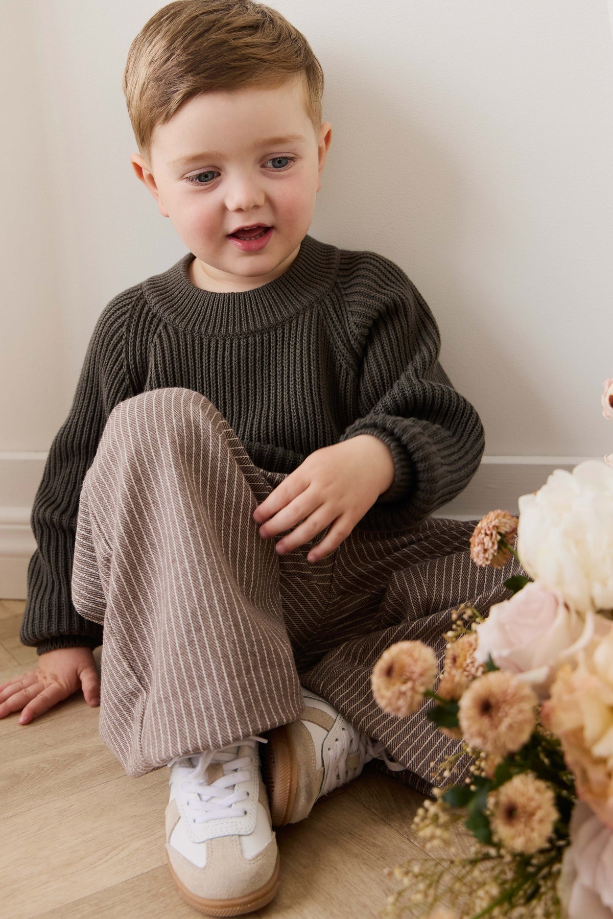 Pull en coton biologique classique en maille côtelée à coupe décontractée pour superposer bébé et enfant