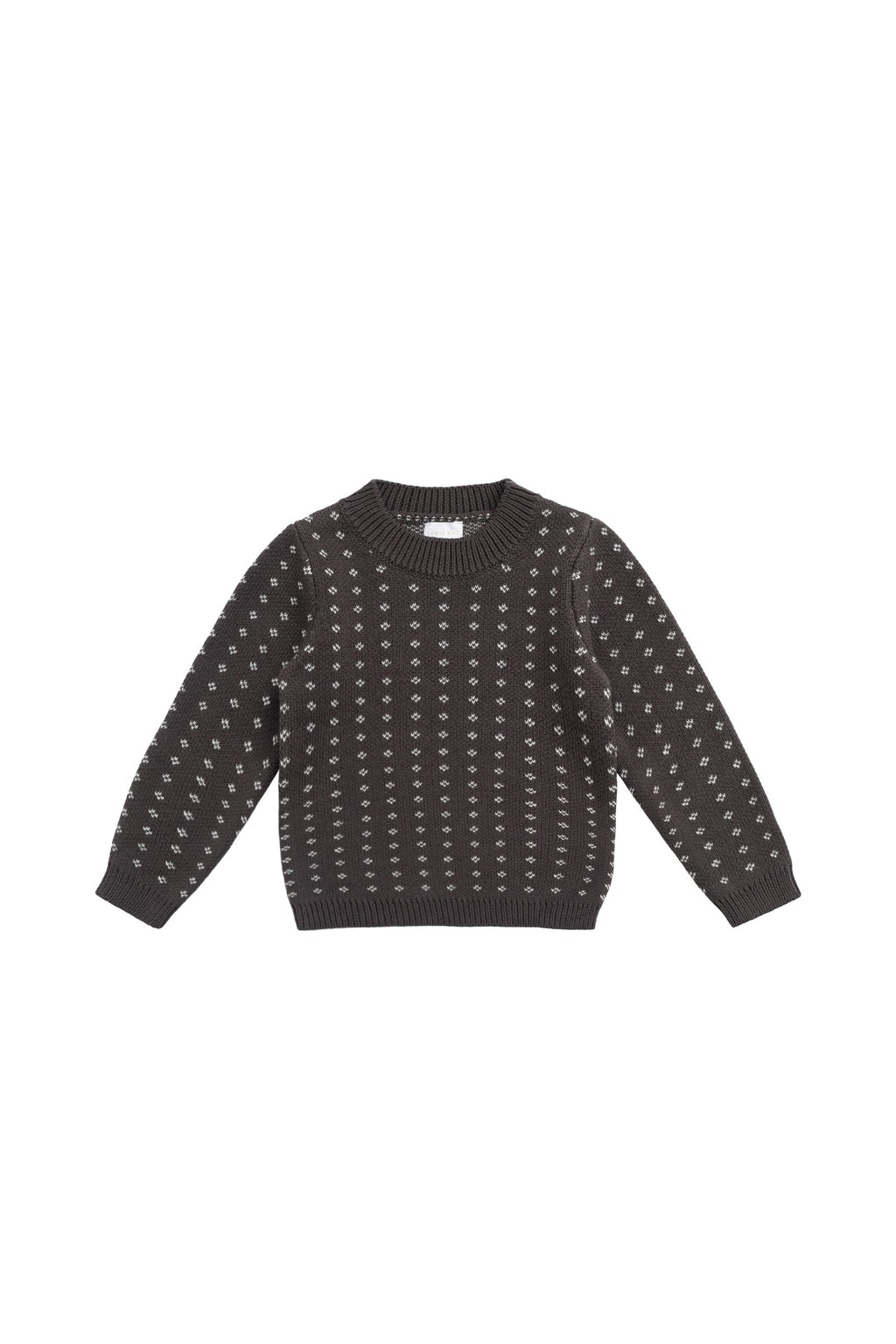 Pull en coton tricoté losanges marron café douillet avec poignets côtelés pour bébés et enfants (pour superposer)