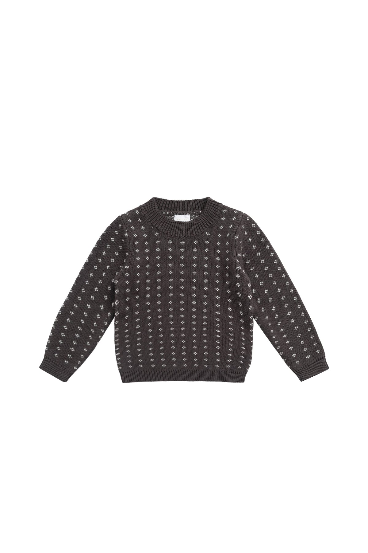 Pull en coton tricoté losanges marron café douillet avec poignets côtelés pour bébés et enfants (pour superposer)