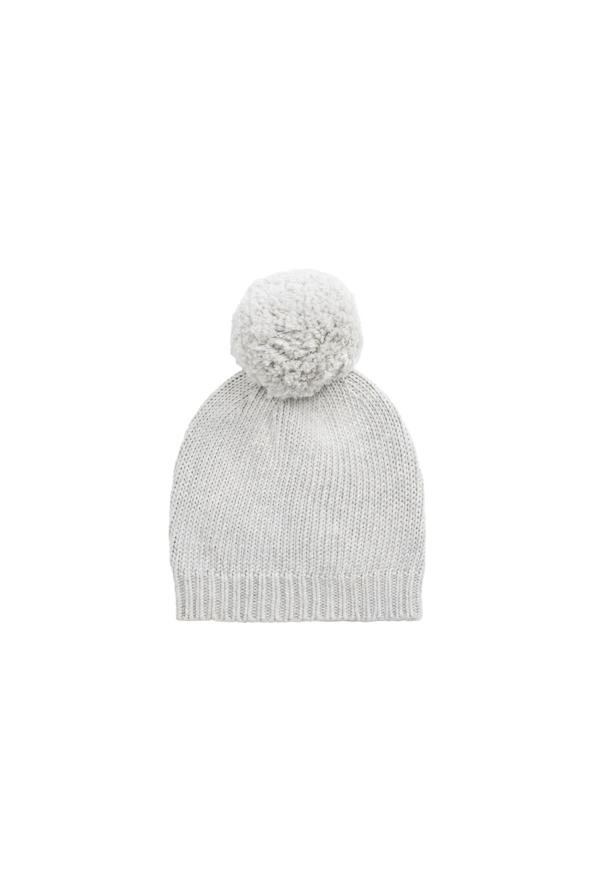 Bonnet en coton tricoté gris chiné douillet avec pompon pour tenir bébé et tout-petit au chaud