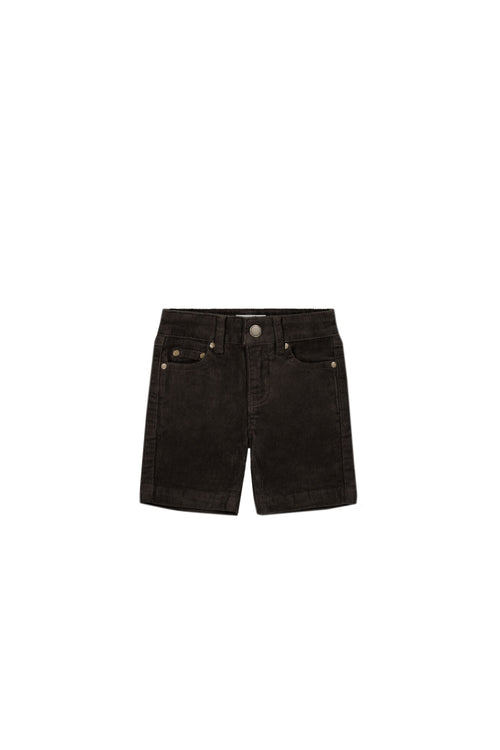 Short décontracté en velours côtelé bistre coton-élasthanne avec taille élastique et poches avant pour enfants