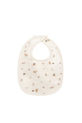 Bavoir en coton bio imprimé forêt avec boutons-pression et doublure en tissu éponge pour l'alimentation de bébé