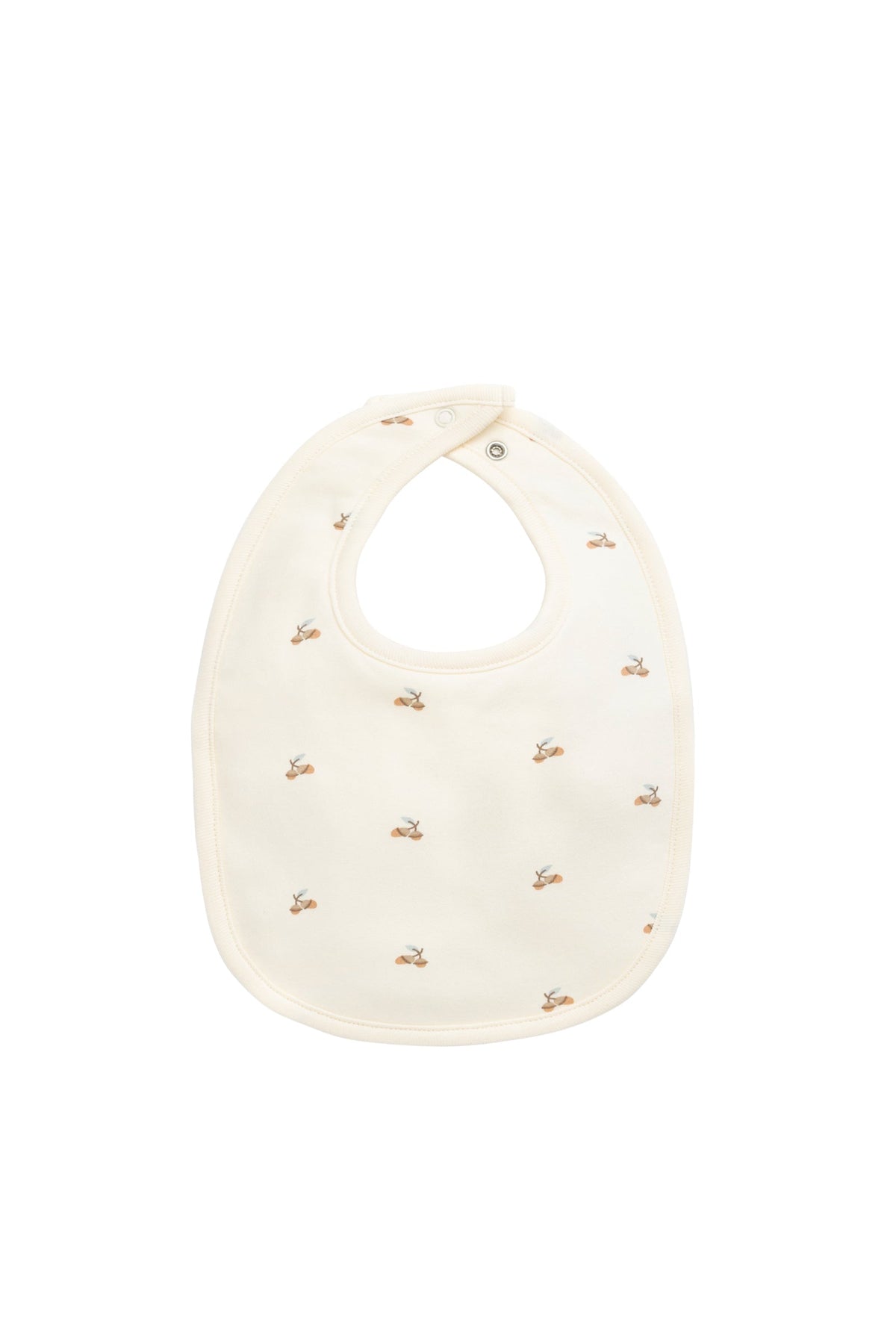 Bavette en coton bio à imprimé glands naturels avec boutons-pression et dos en tissu éponge pour l'alimentation de bébé