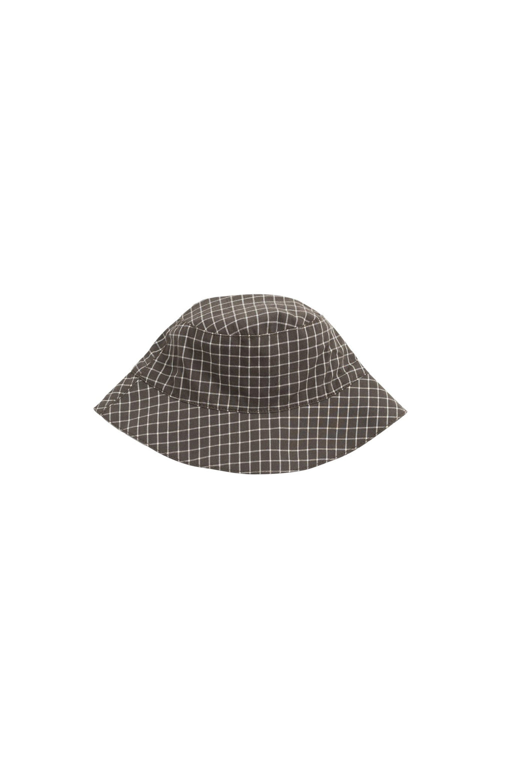 Bob en coton biologique à carreaux Classic Coffee Grid avec bord souple pour la protection solaire des enfants