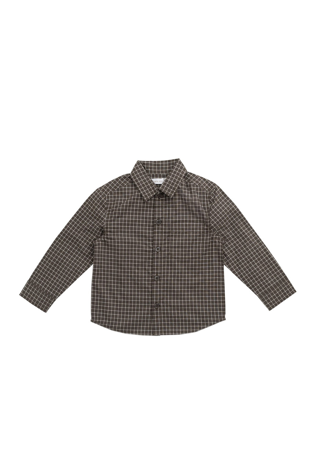 Chemise boutonnée décontractée en coton biologique à carreaux style Coffee Grid pour bébés et enfants, idéale pour le quotidien