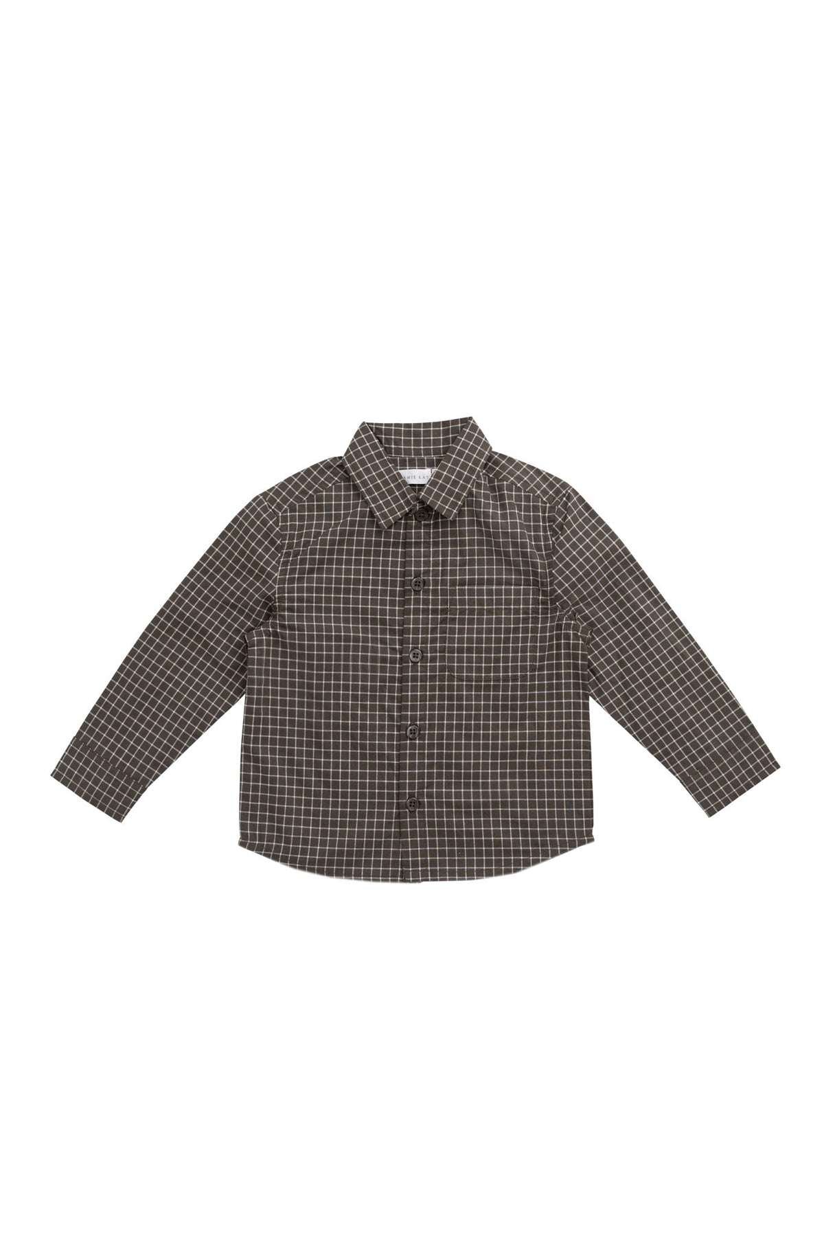 Chemise boutonnée décontractée en coton biologique à carreaux style Coffee Grid pour bébés et enfants, idéale pour le quotidien