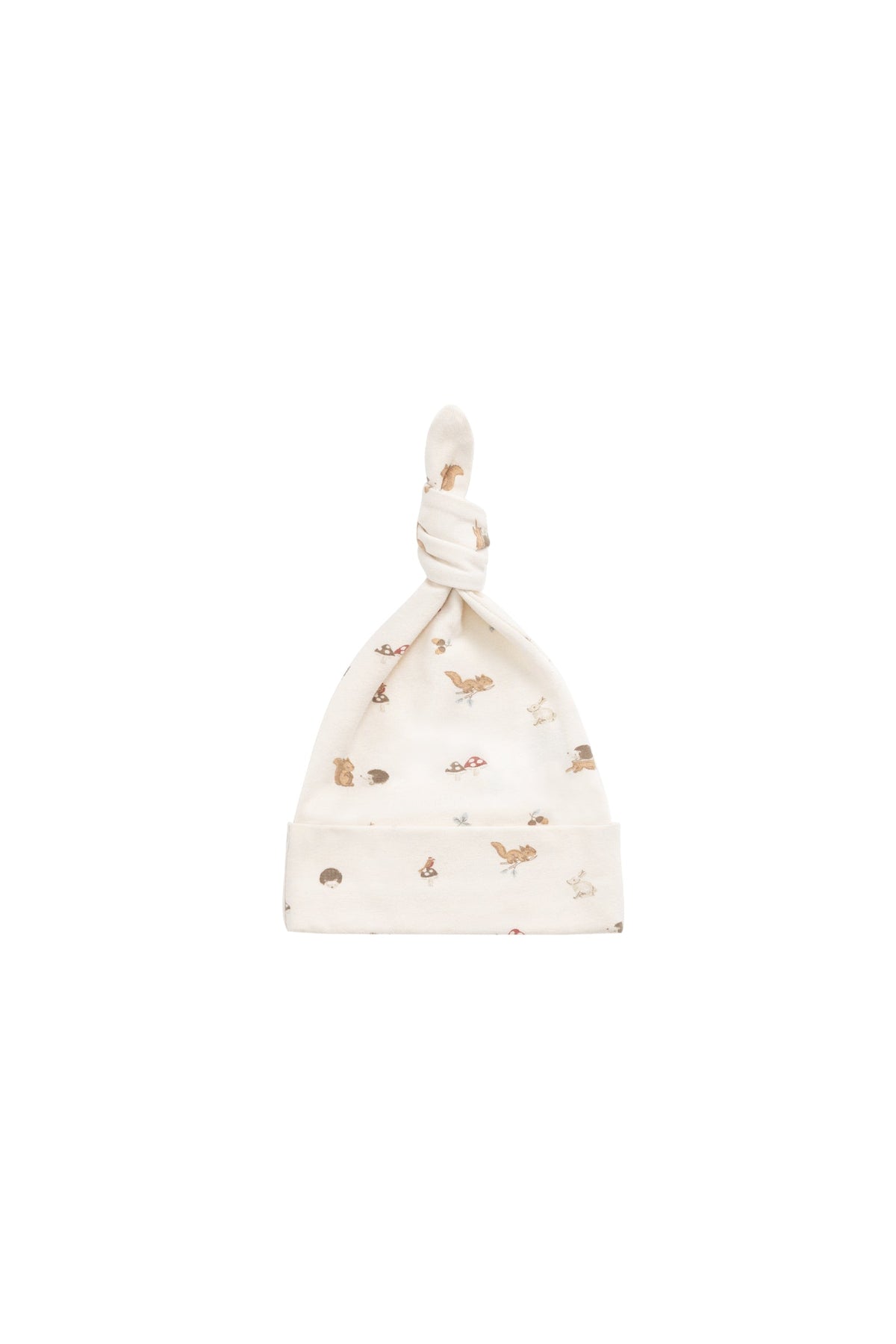 Bonnet à Nœud en Coton Bio Imprimé Forêt, Neutre, Taille Unique, pour Nouveau-né et Bébé