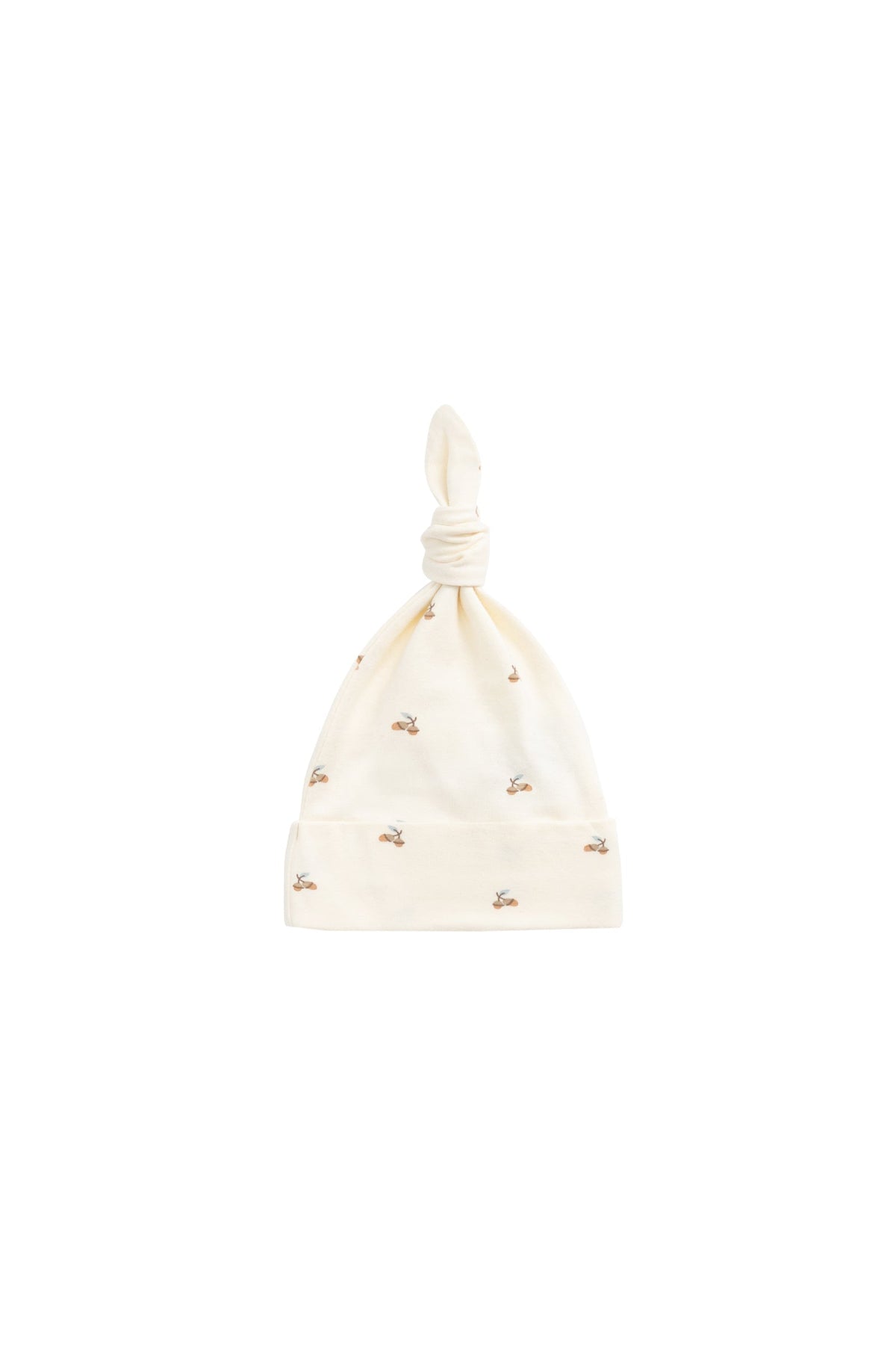 Bonnet à nœud en coton biologique imprimé glands, vert forêt, extensible, pour nouveau-né et bébé