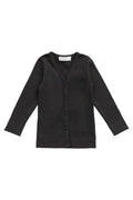 Gilet côtelé classique en coton modal biologique bistre avec col en V et boutons en noix de coco pour enfants