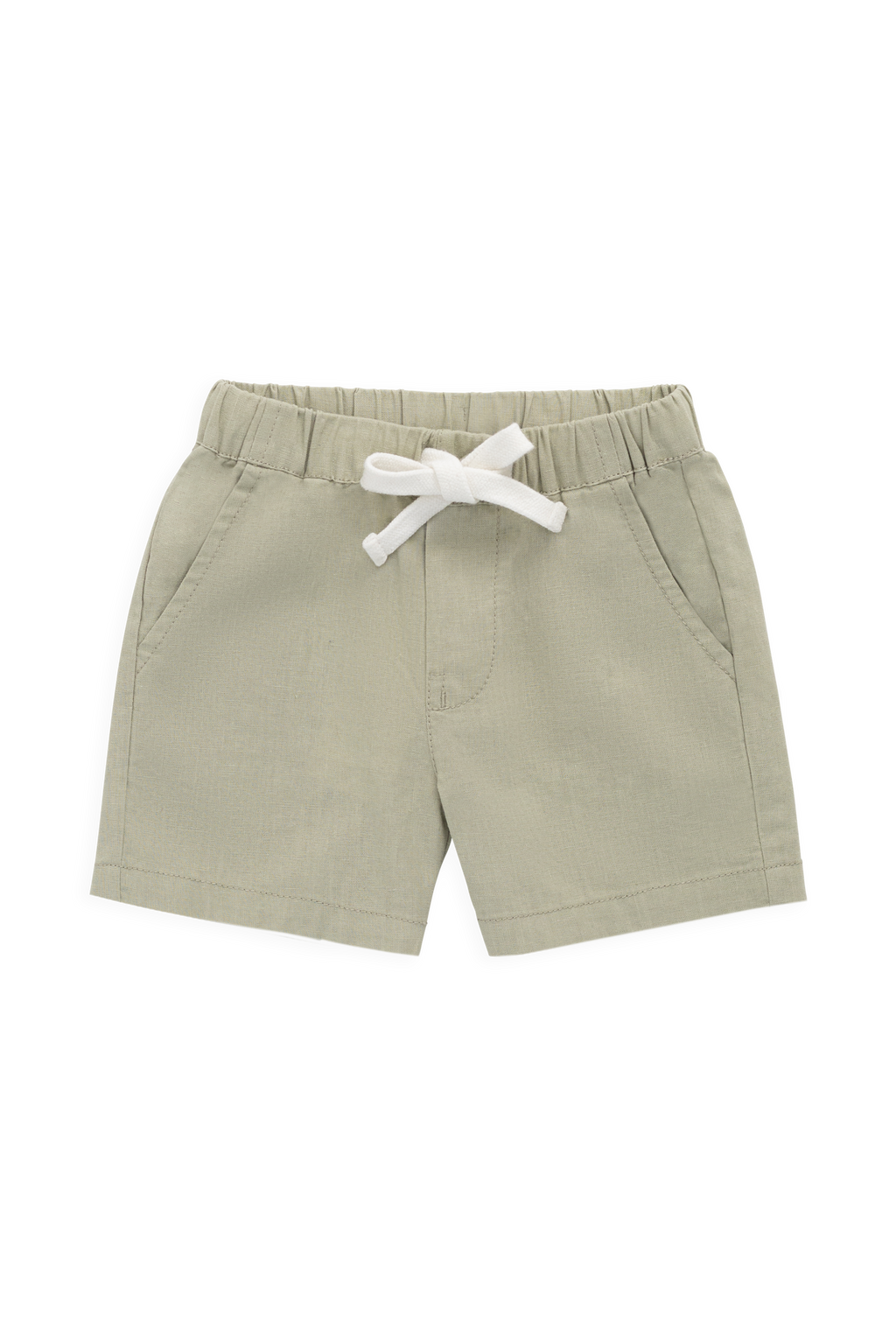 Short décontracté en mélange lin-coton « Lichen » avec taille élastique à cordon de serrage pour enfants