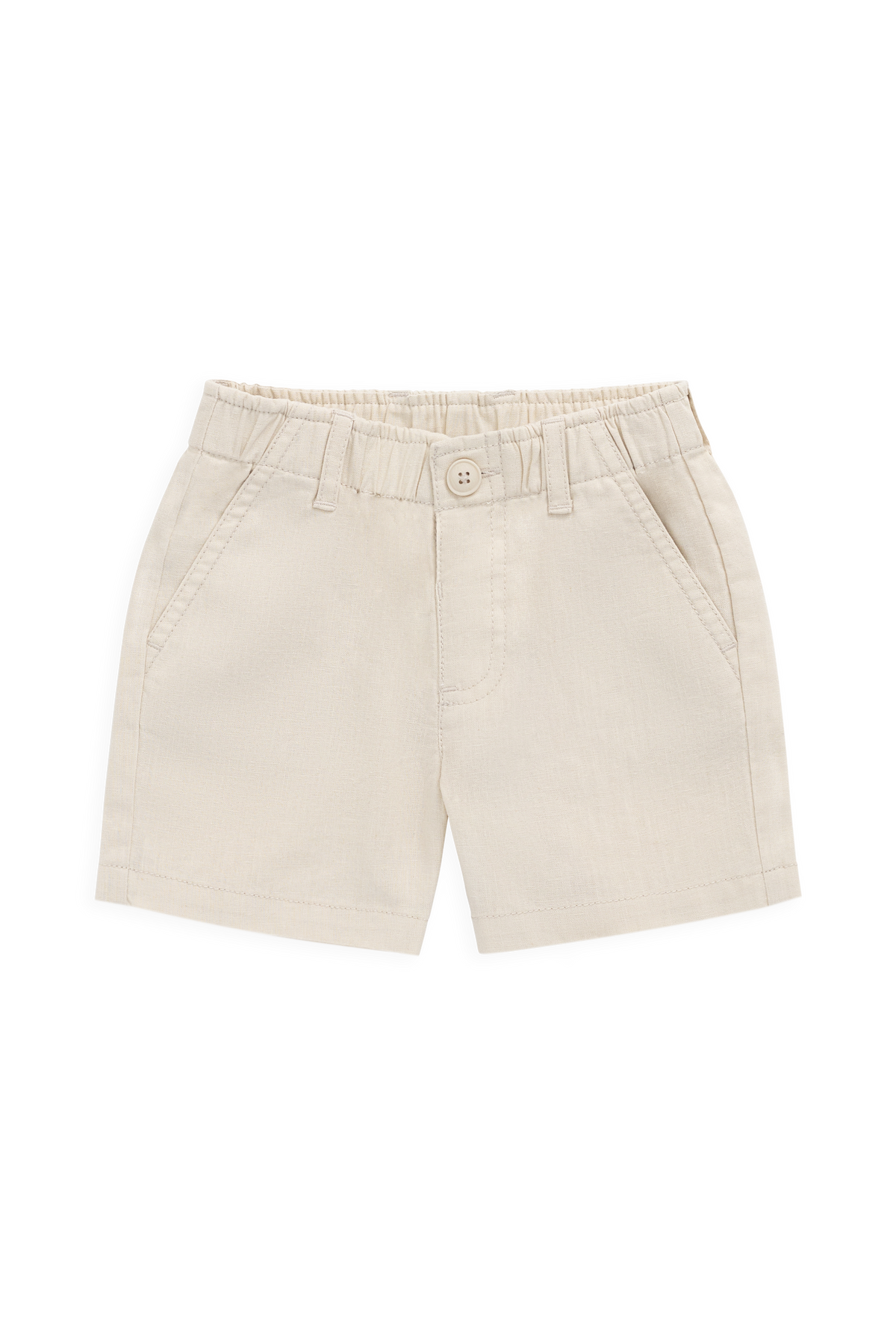 Short en mélange lin-coton de manioc sur mesure avec poches fonctionnelles et passants de ceinture pour enfants
