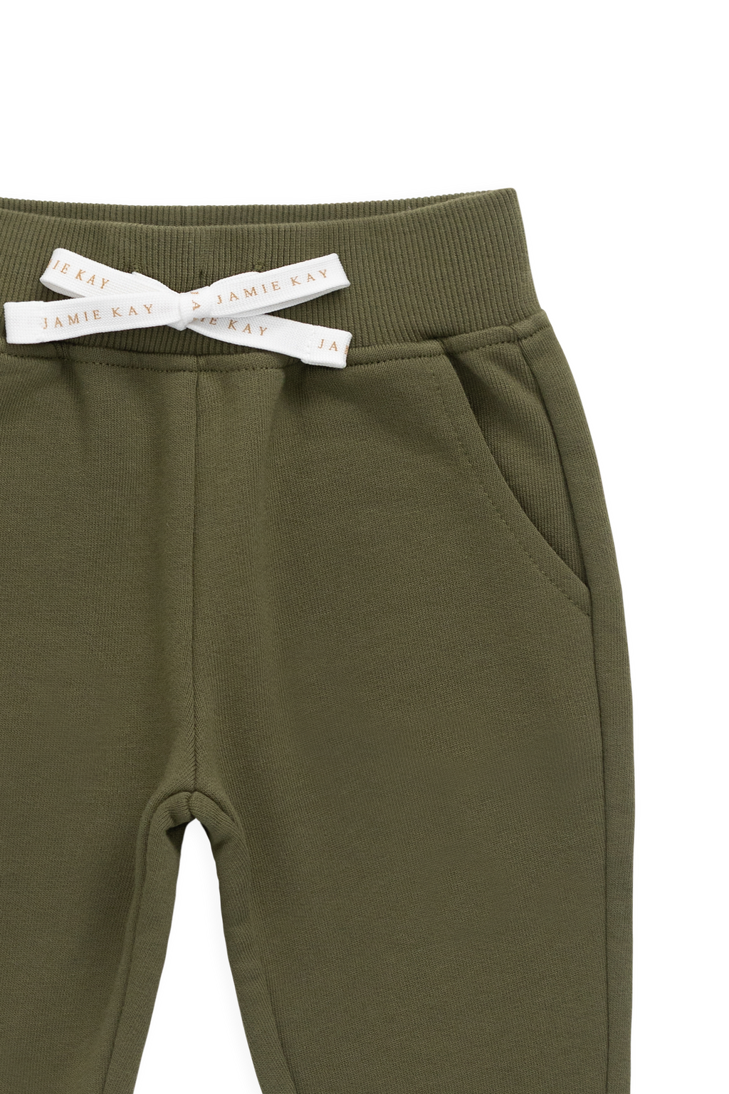 Pantalon de jogging en coton biologique Sicilian Olive décontracté avec cordon de serrage élastique à la taille pour enfants