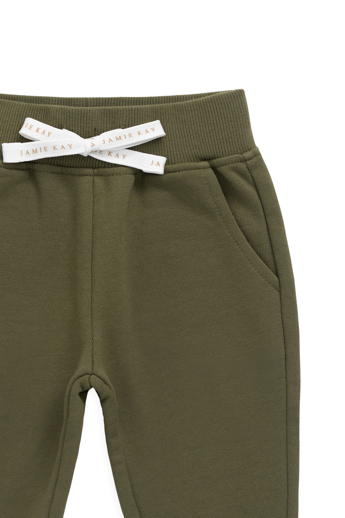 Pantalon de jogging en coton biologique Sicilian Olive décontracté avec cordon de serrage élastique à la taille pour enfants