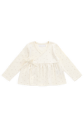 Haut cache-cœur en coton biologique à imprimé cerises avec détails à nouer pour bébés et petites filles