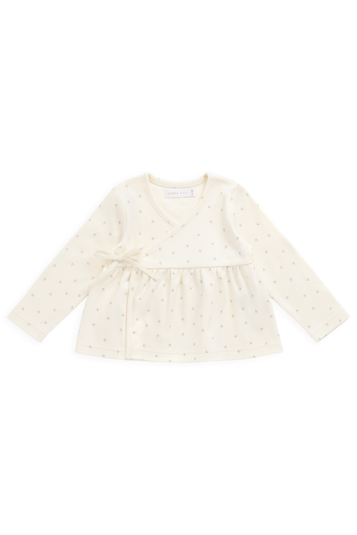 Haut cache-cœur en coton biologique à imprimé cerises avec détails à nouer pour bébés et petites filles