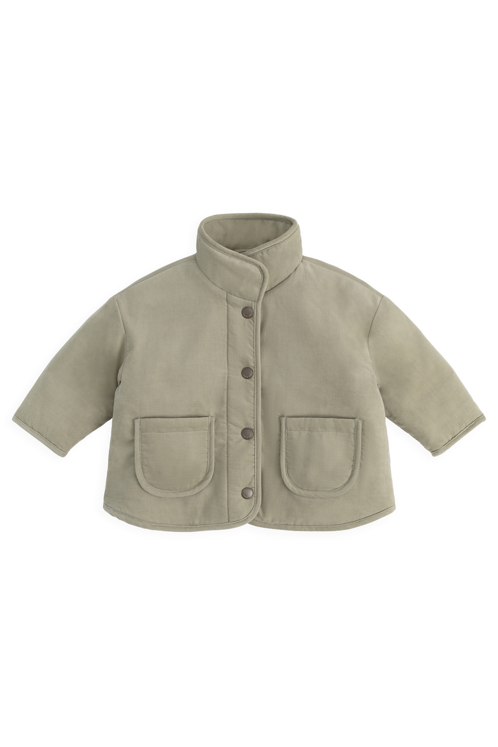 Veste en velours côtelé de coton inspirée du lichen, avec boutons-pression et poches avant pour enfants