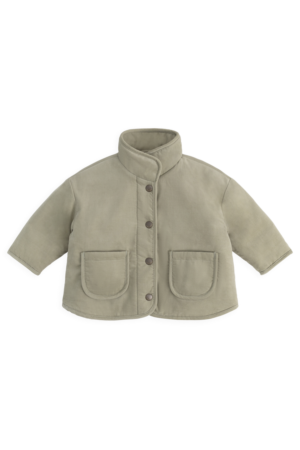 Veste en velours côtelé de coton inspirée du lichen, avec boutons-pression et poches avant pour enfants