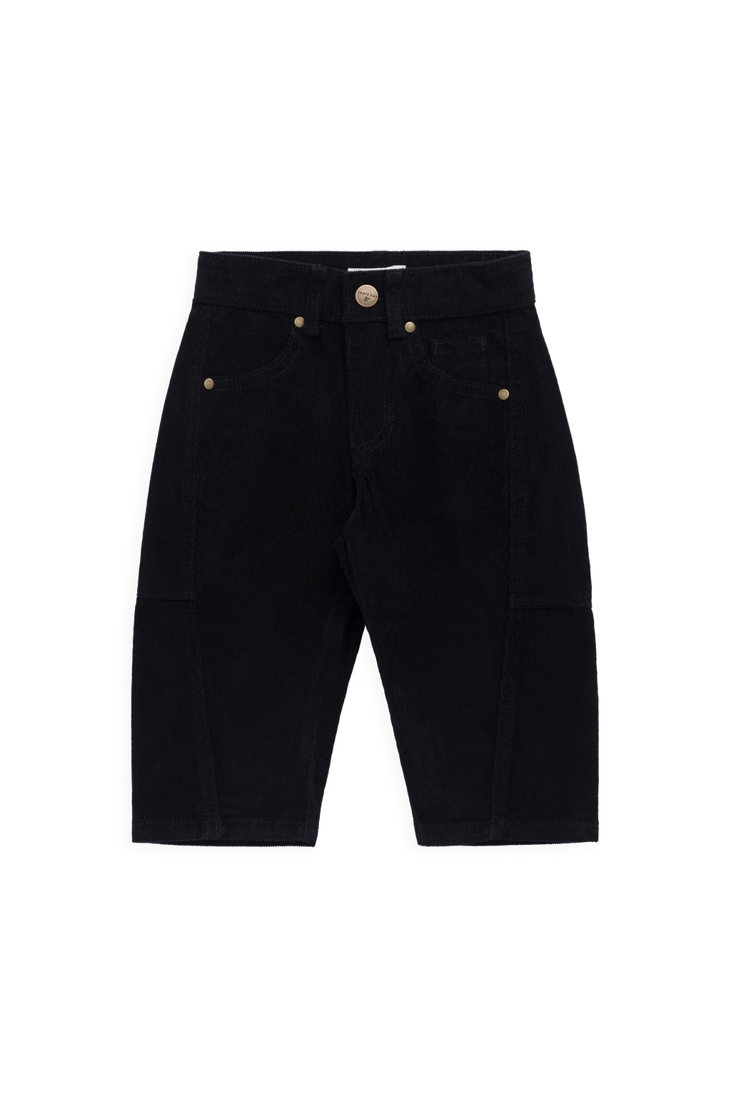 Pantalon classique en velours côtelé ébène coton-élasthanne avec taille élastiquée et poches fonctionnelles pour enfants