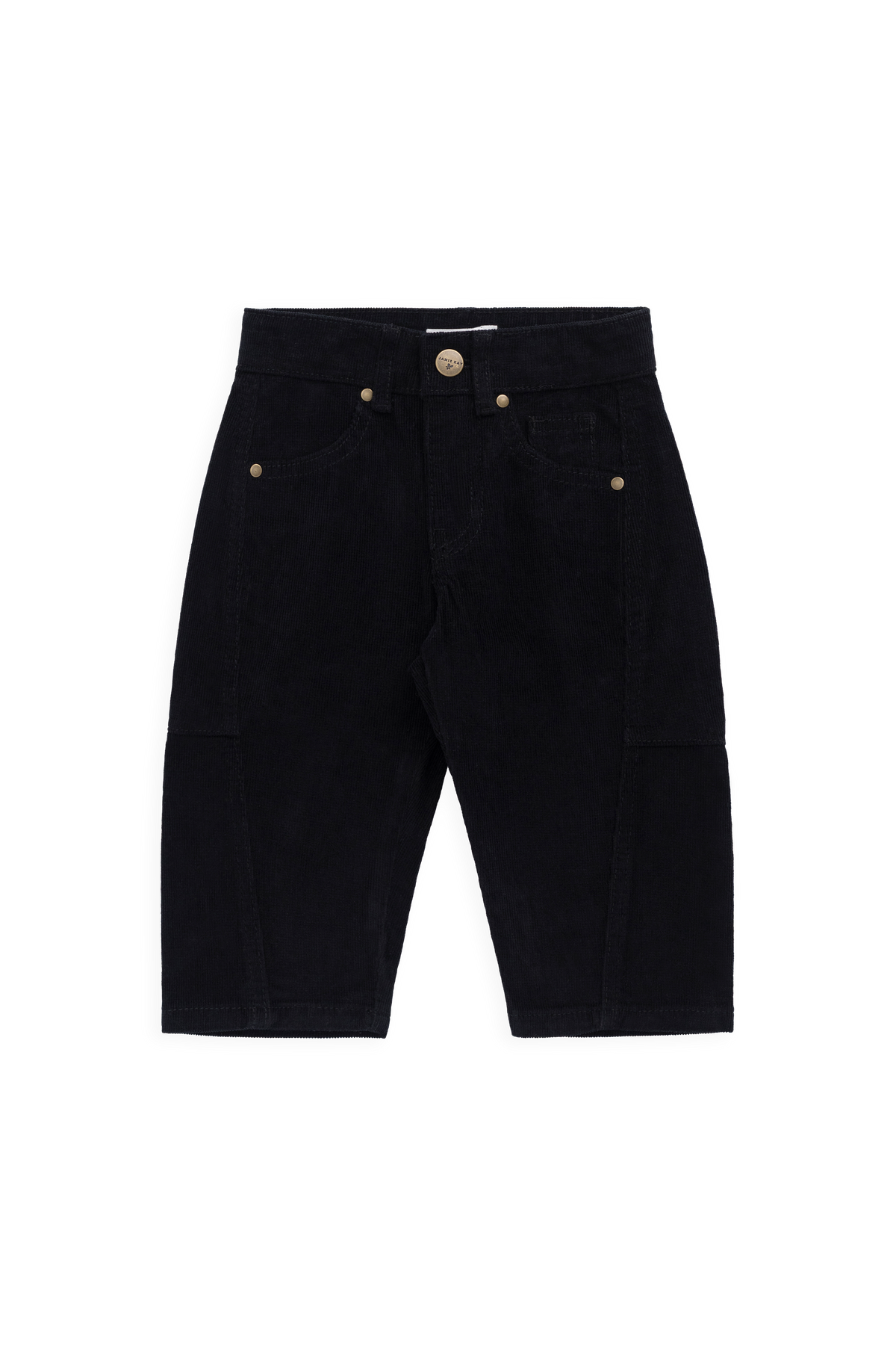 Pantalon classique en velours côtelé ébène coton-élasthanne avec taille élastiquée et poches fonctionnelles pour enfants