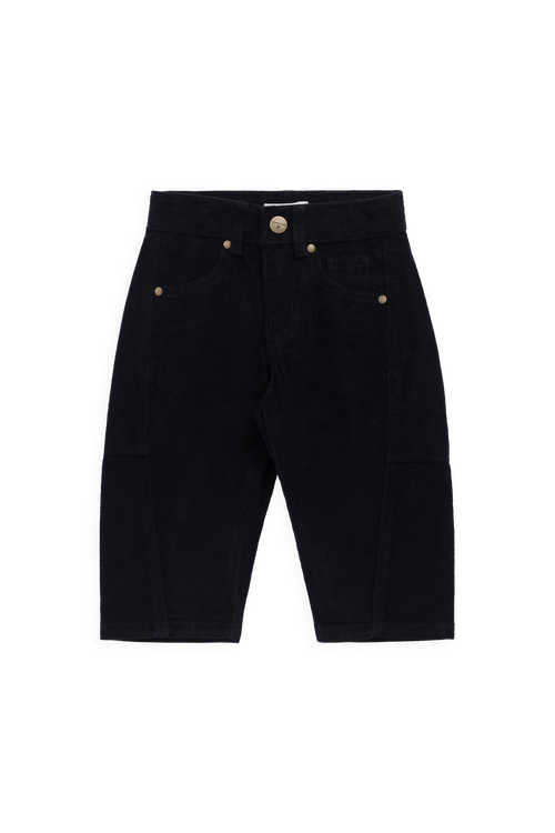 Pantalon classique en velours côtelé ébène coton-élasthanne avec taille élastiquée et poches fonctionnelles pour enfants