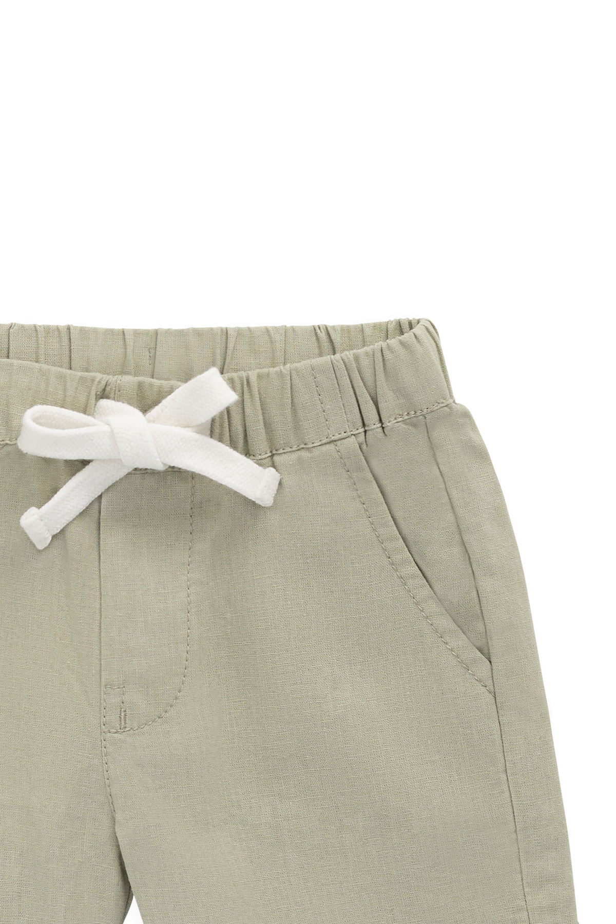 Short décontracté en mélange lin-coton « Lichen » avec taille élastique à cordon de serrage pour enfants