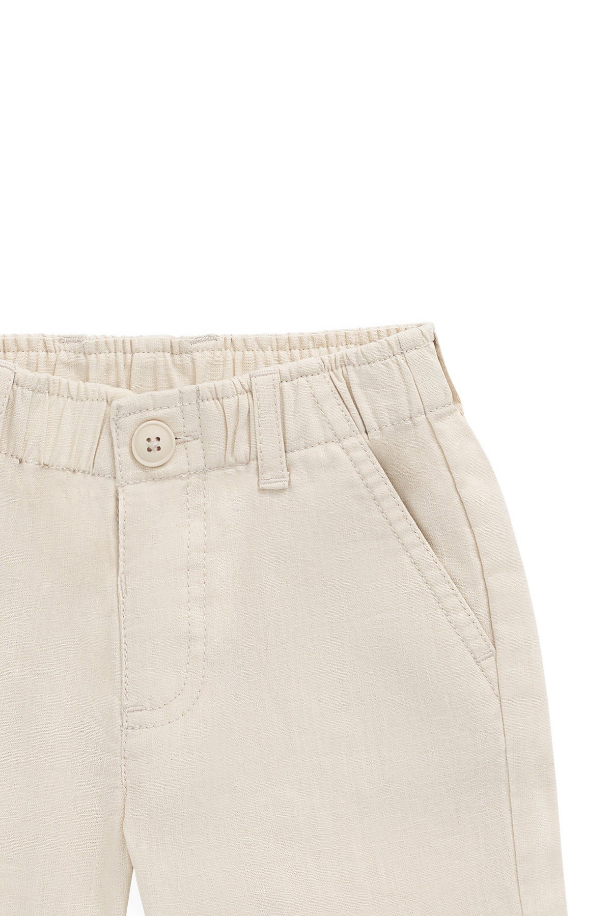 Short en mélange lin-coton de manioc sur mesure avec poches fonctionnelles et passants de ceinture pour enfants