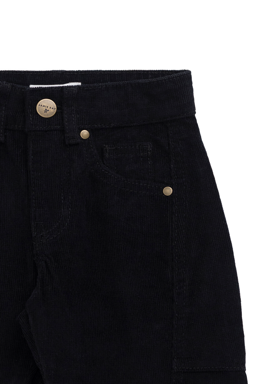Pantalon classique en velours côtelé ébène coton-élasthanne avec taille élastiquée et poches fonctionnelles pour enfants